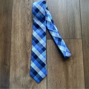 Tommy Hilfiger Blue Navy Sky Blue Pewter Plaid Tie